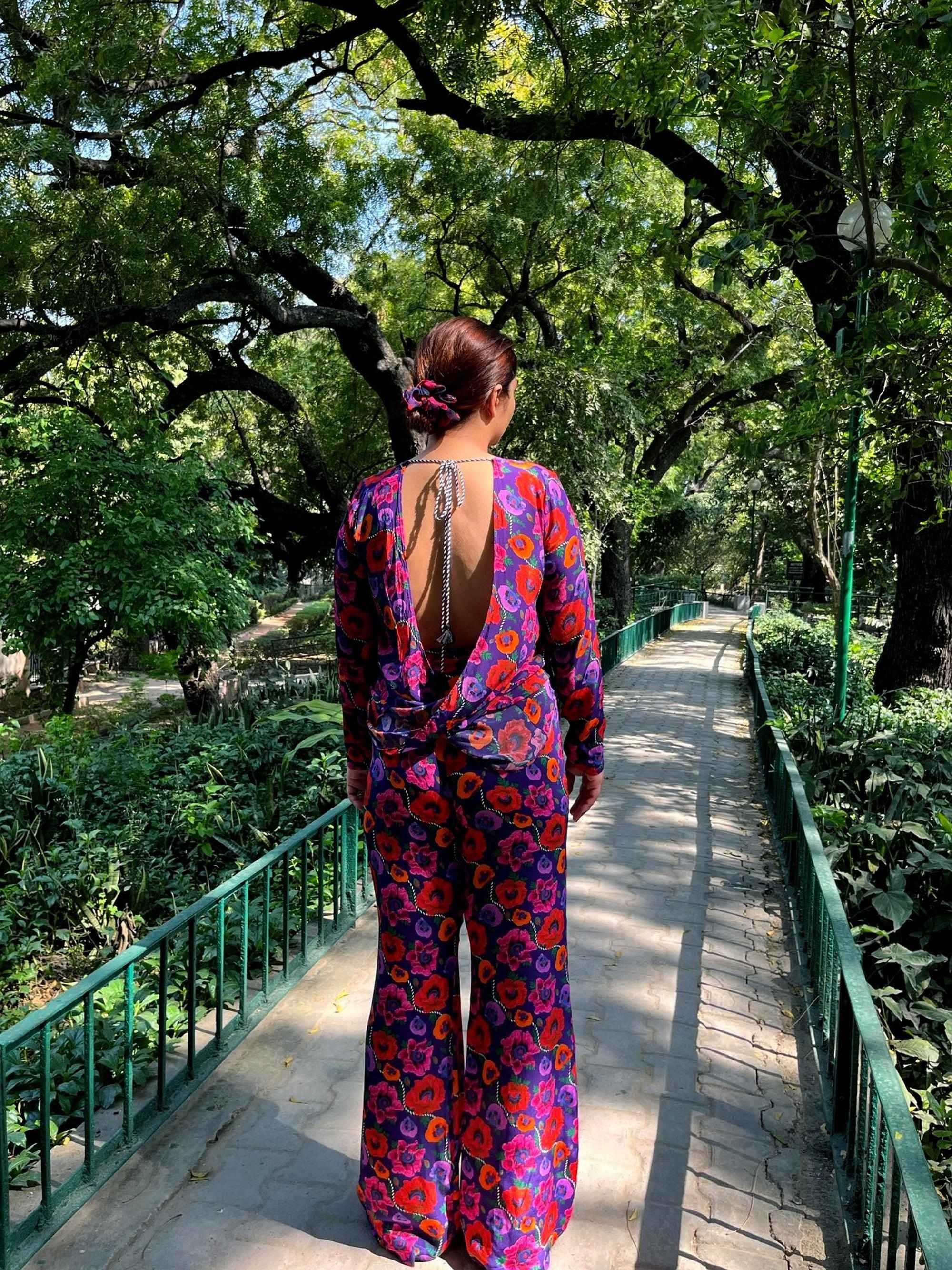 Oriental Poppy High Waist Trousers