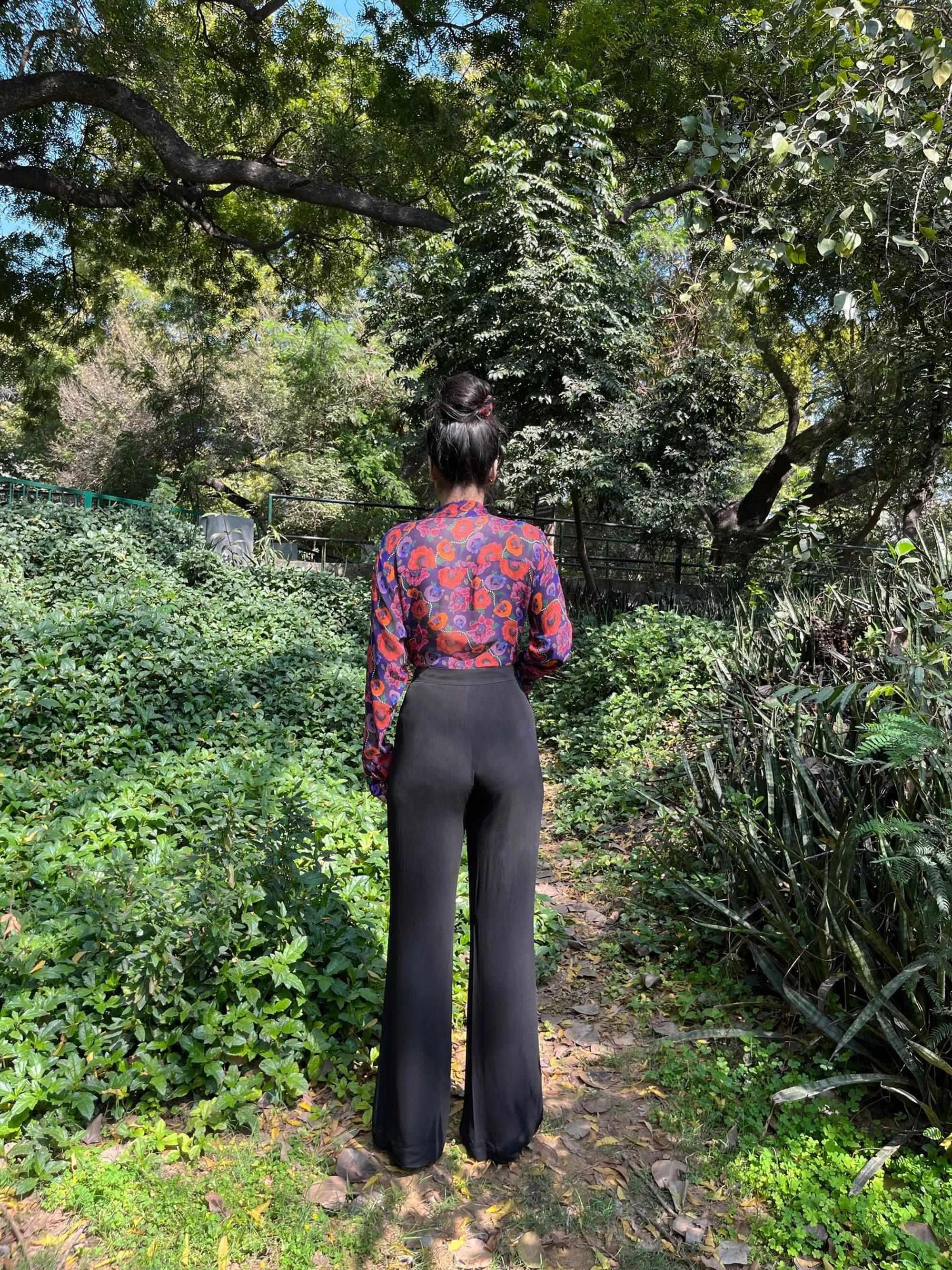 Oriental Poppy Cupro Georgette Sheer Shirt