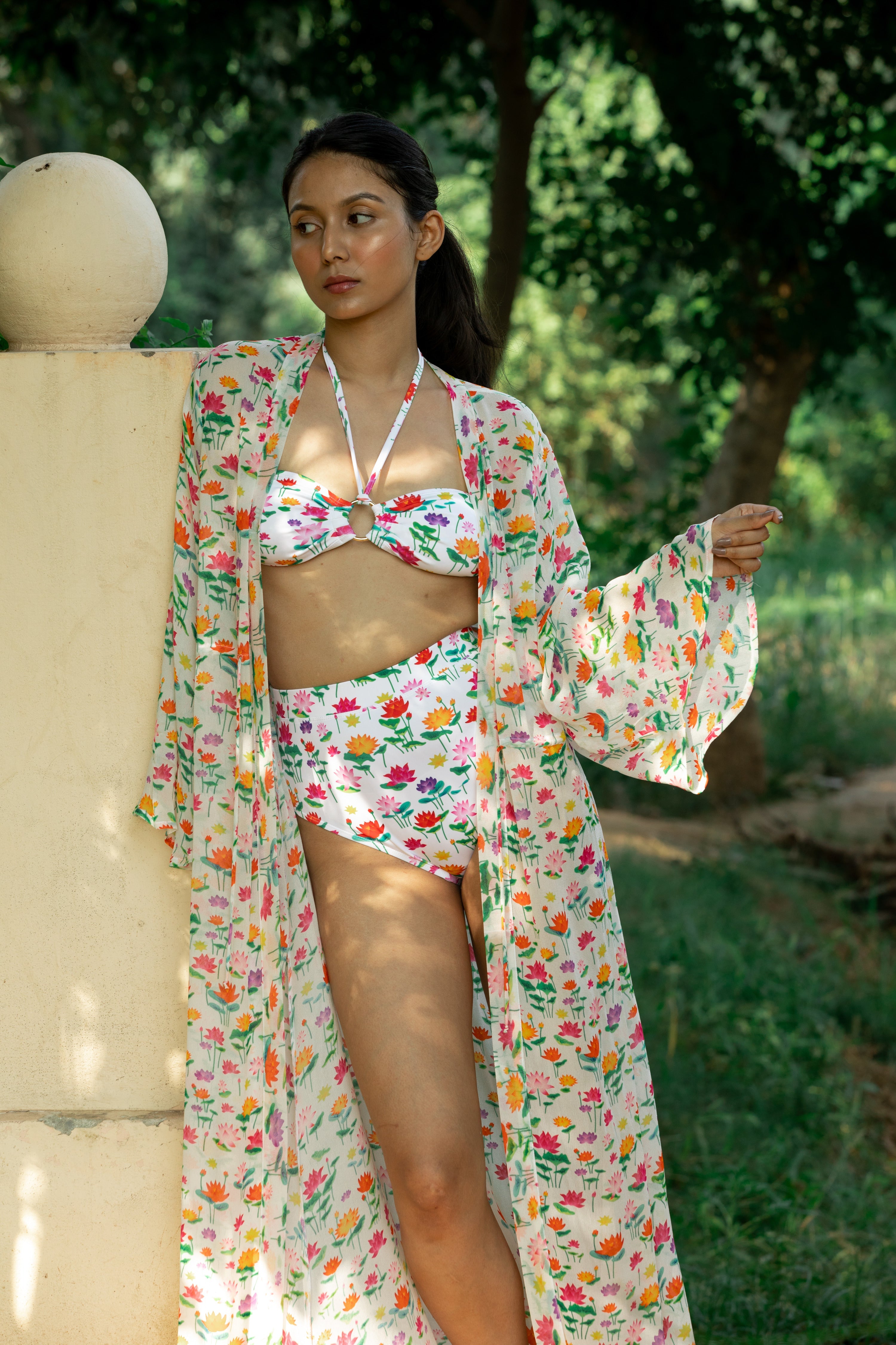 Ring Bikini Top with Removable Halter Straps - Lotus Sky