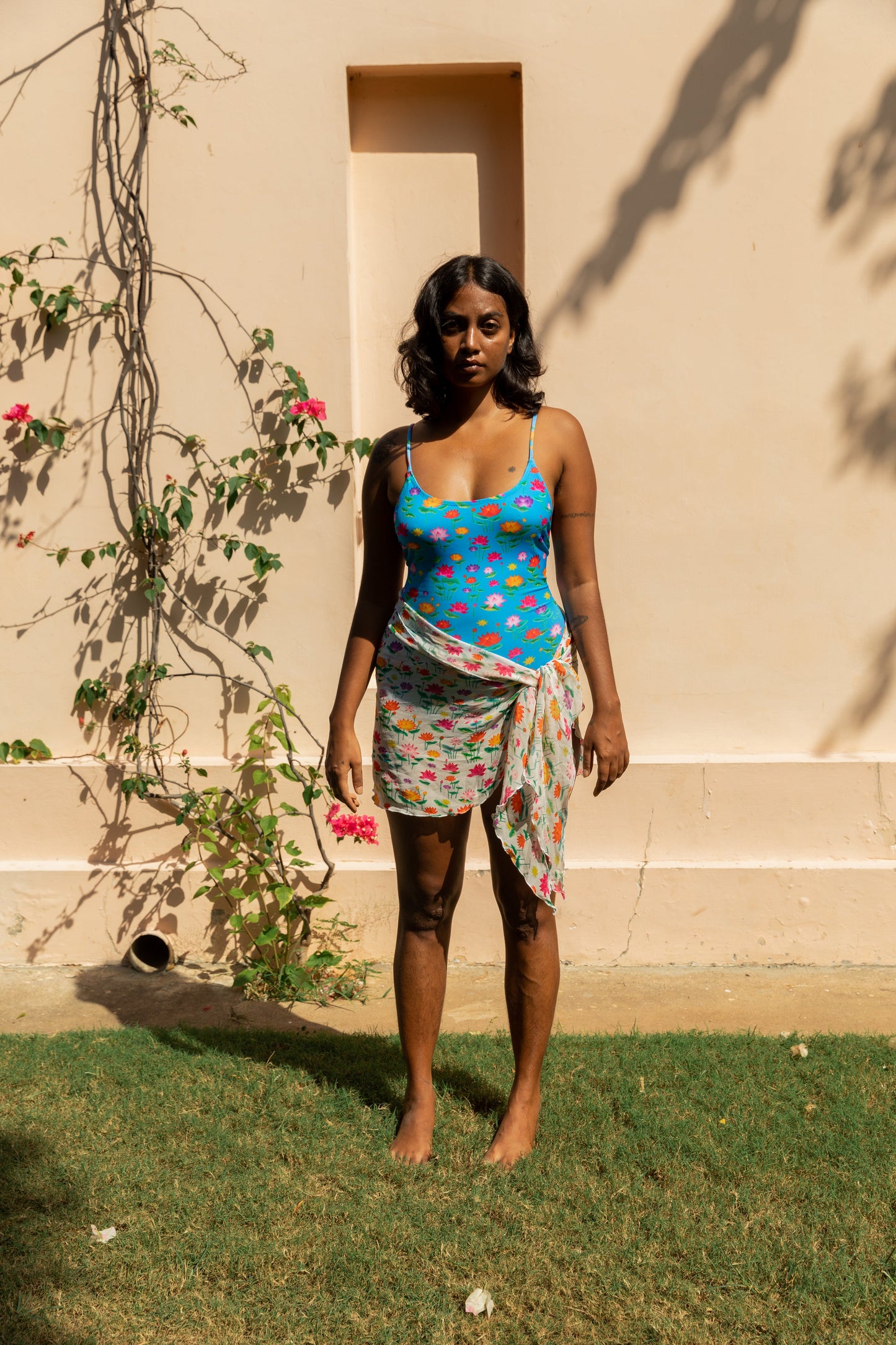 Low Back One Piece Swimsuit - Lotus Pond - izsi