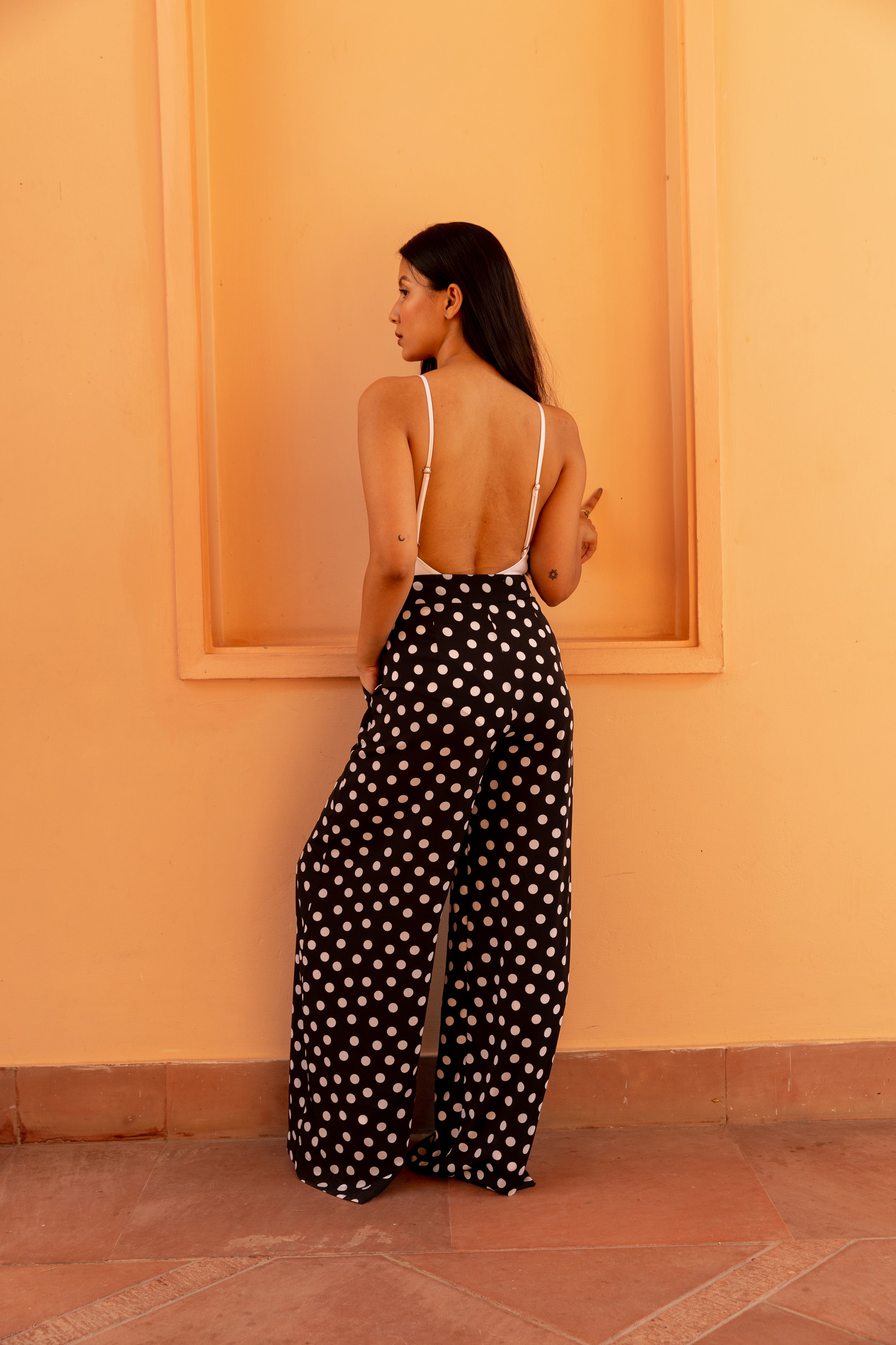 Trousers with Pockets - Noir Dot-Resortwear-izsi-IZSI