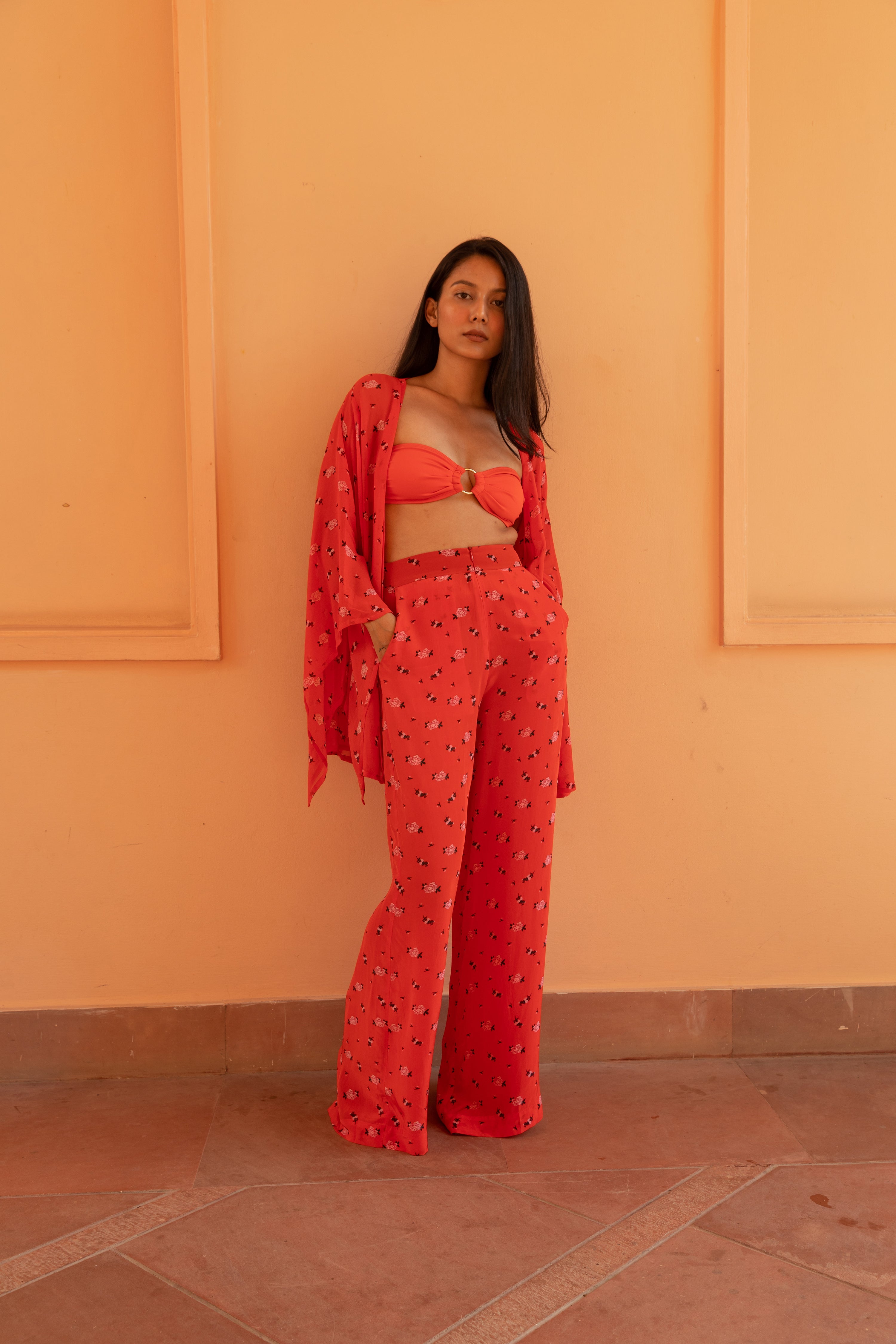 Trousers with Pockets - Carnations-izsi-IZSI