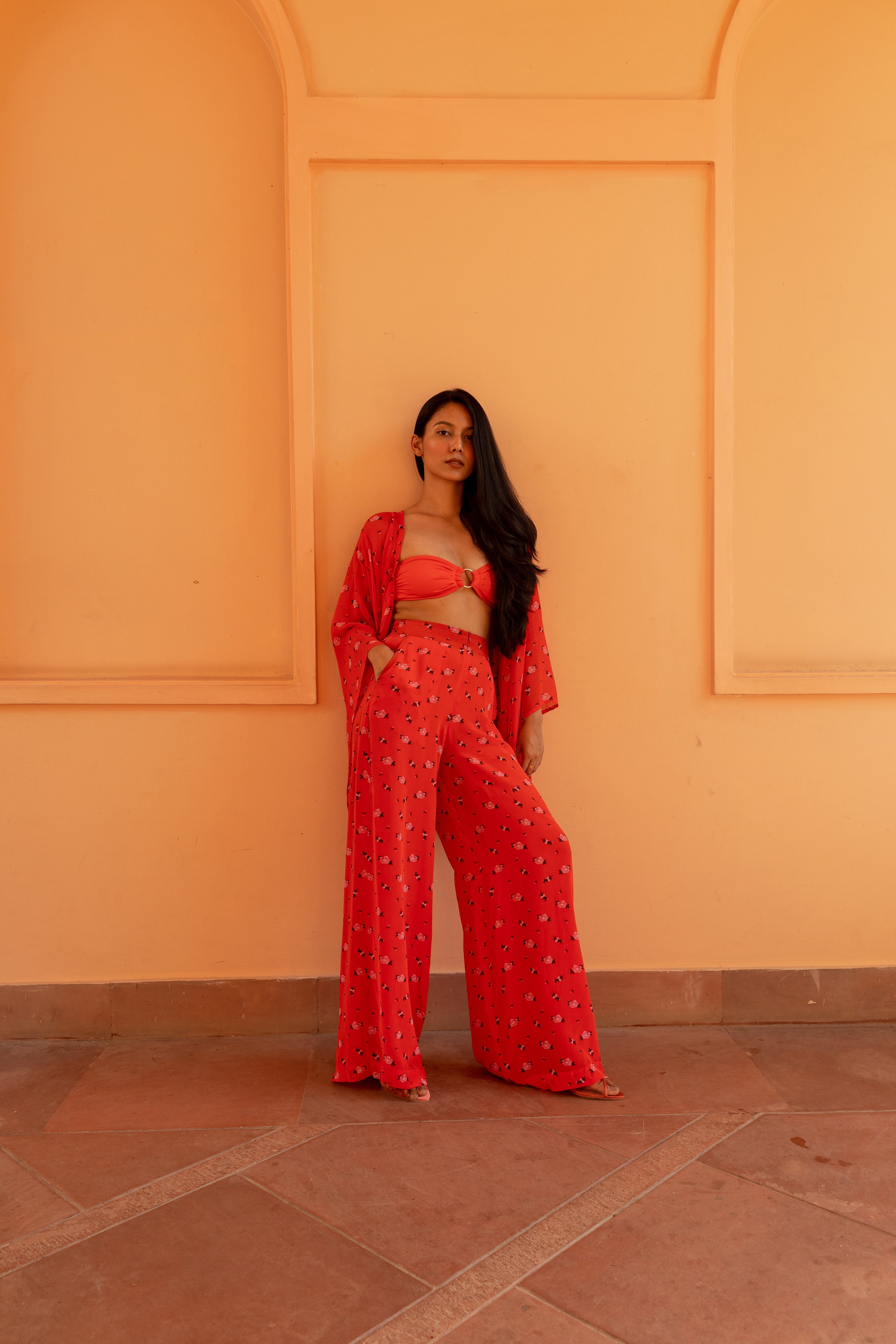 Trousers with Pockets - Carnations