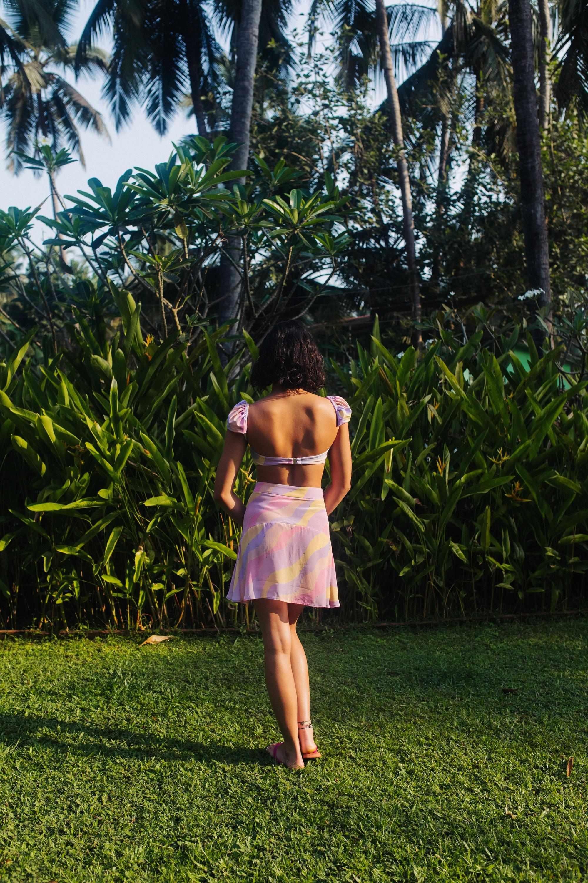 Jasmine Wave High Waist A-Line Skirt With Inner Shorts