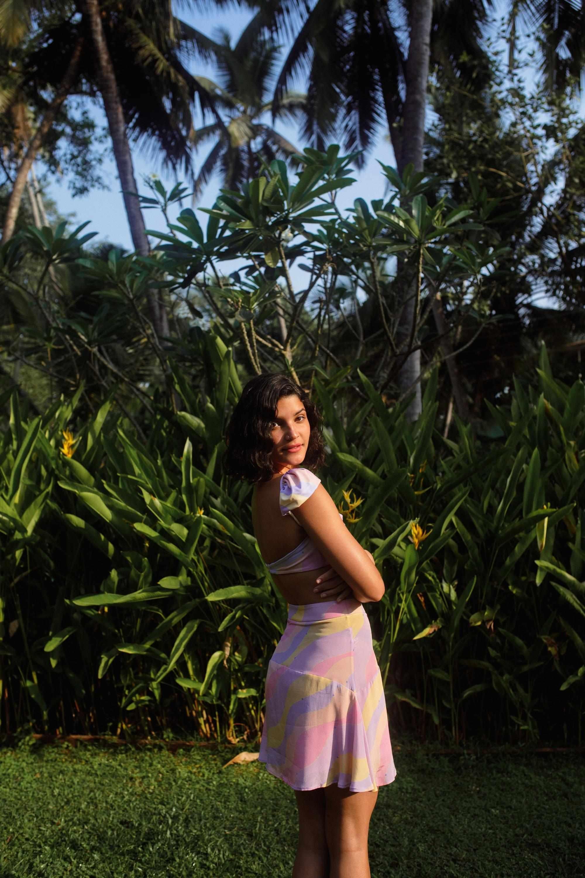 Jasmine Wave High Waist A-Line Skirt With Inner Shorts