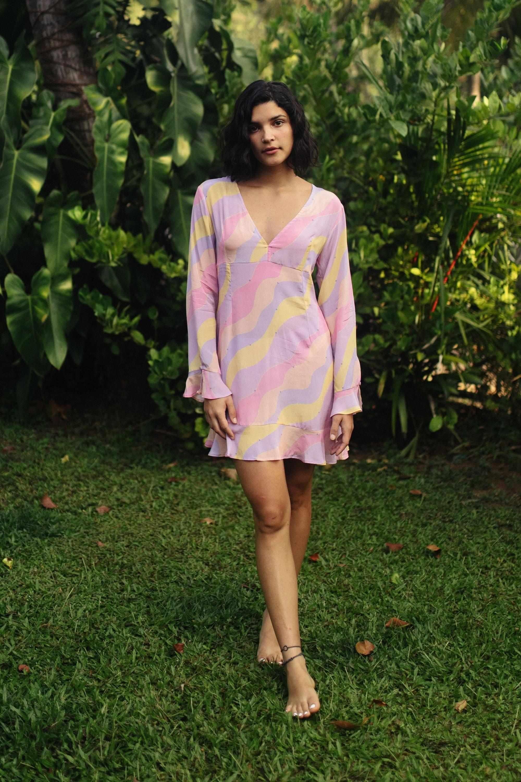 Jasmine Wave Lolita Ruffled Short Dress-Resortwear-Izsi-IZSI