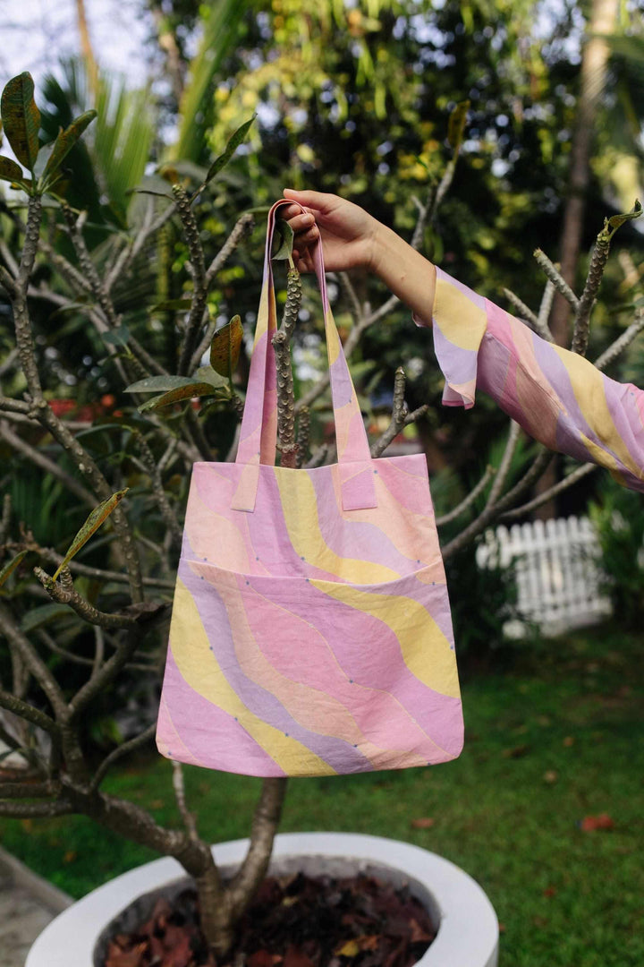 Jasmine Wave 100% Cotton Canvas Tote Bag