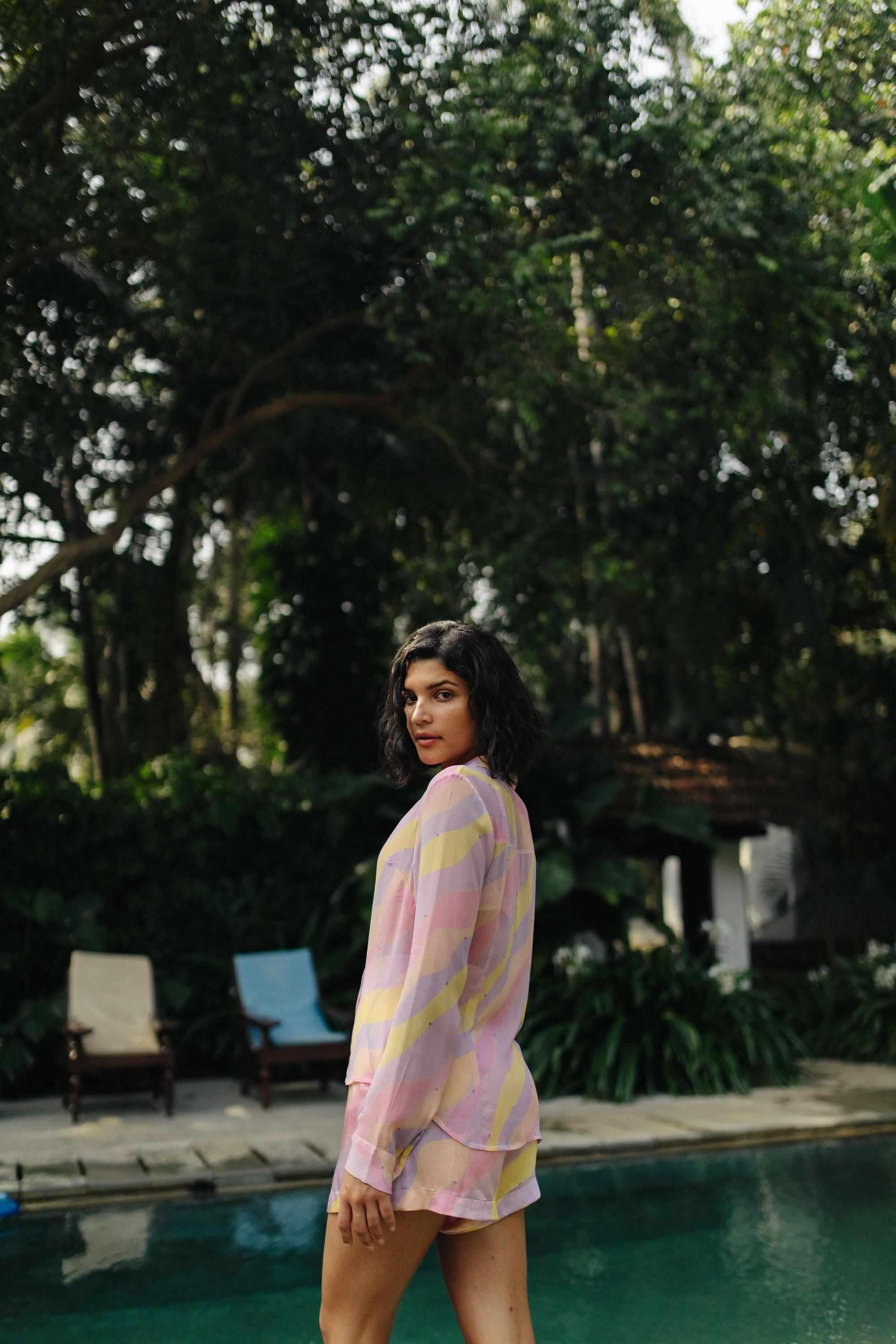 Jasmine Wave Cupro Georgette Sheer Shirt