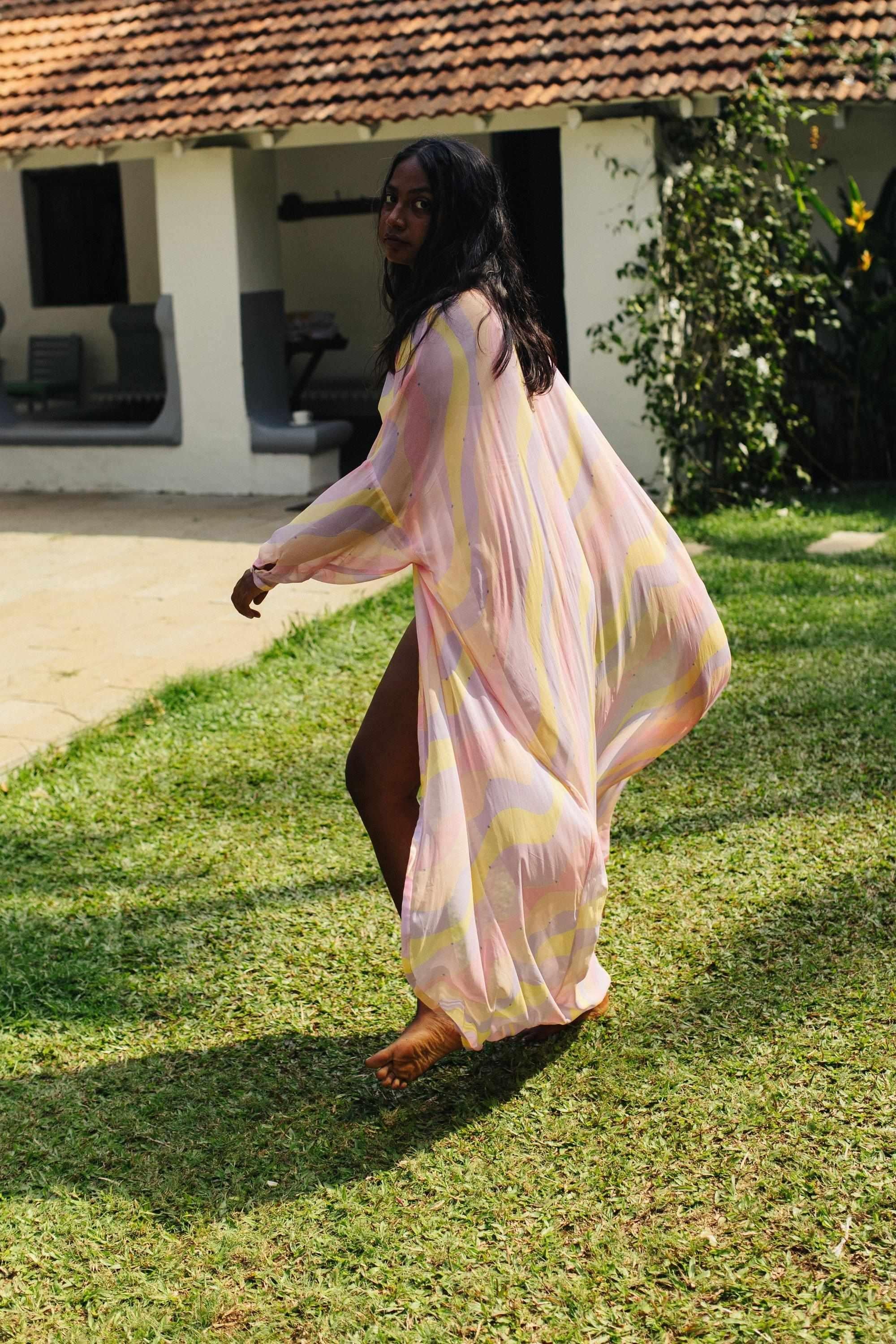 Jasmine Wave Front Open Kaftan