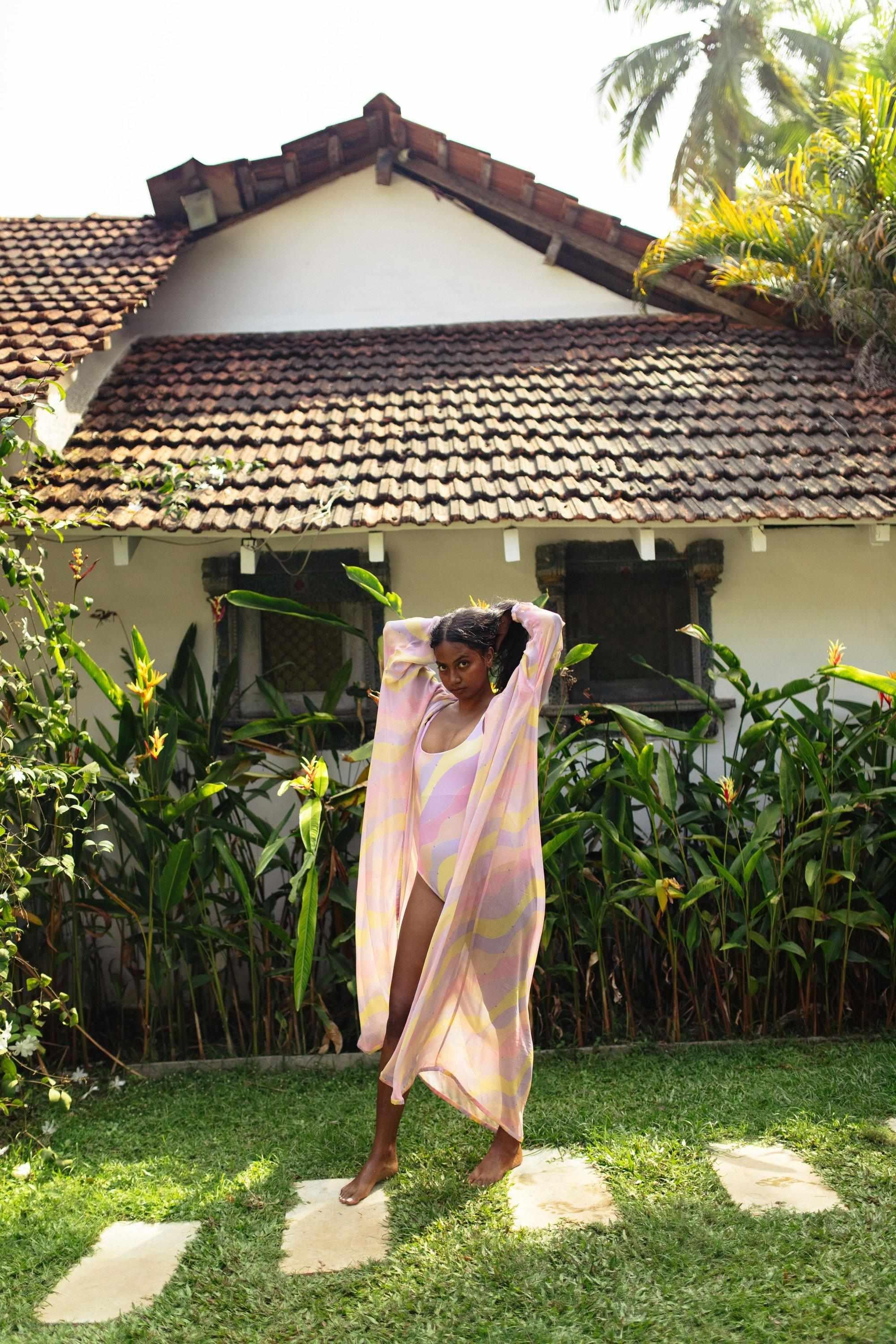 Jasmine Wave Front Open Kaftan