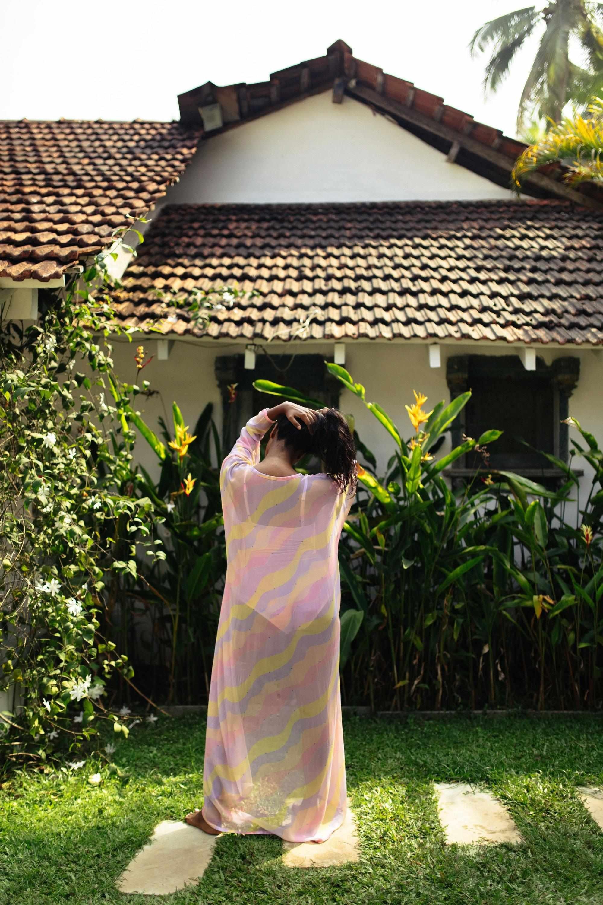 Jasmine Wave Front Open Kaftan