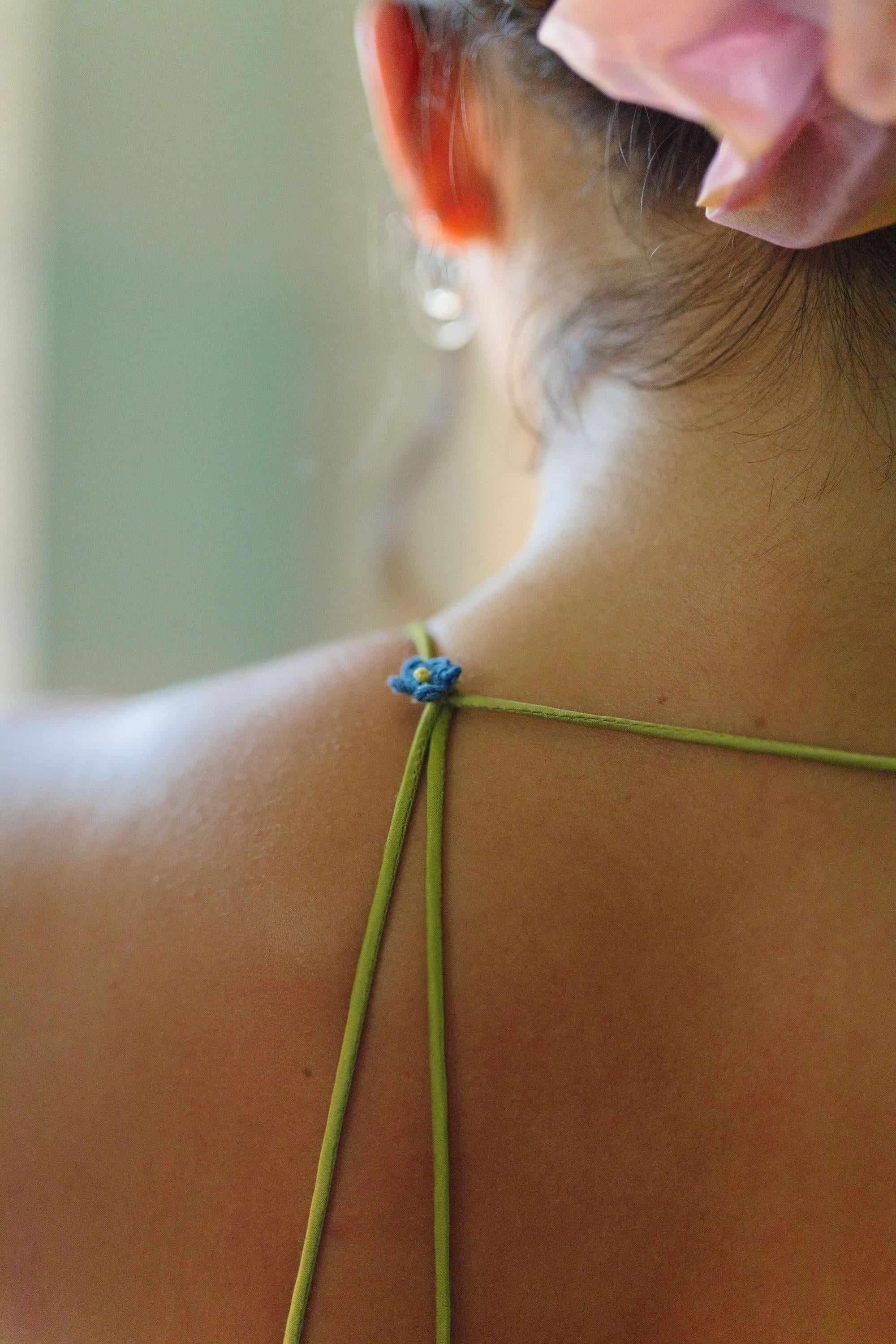 Jasmine Wave Wrap Dress With Hand Crochet Flower Straps