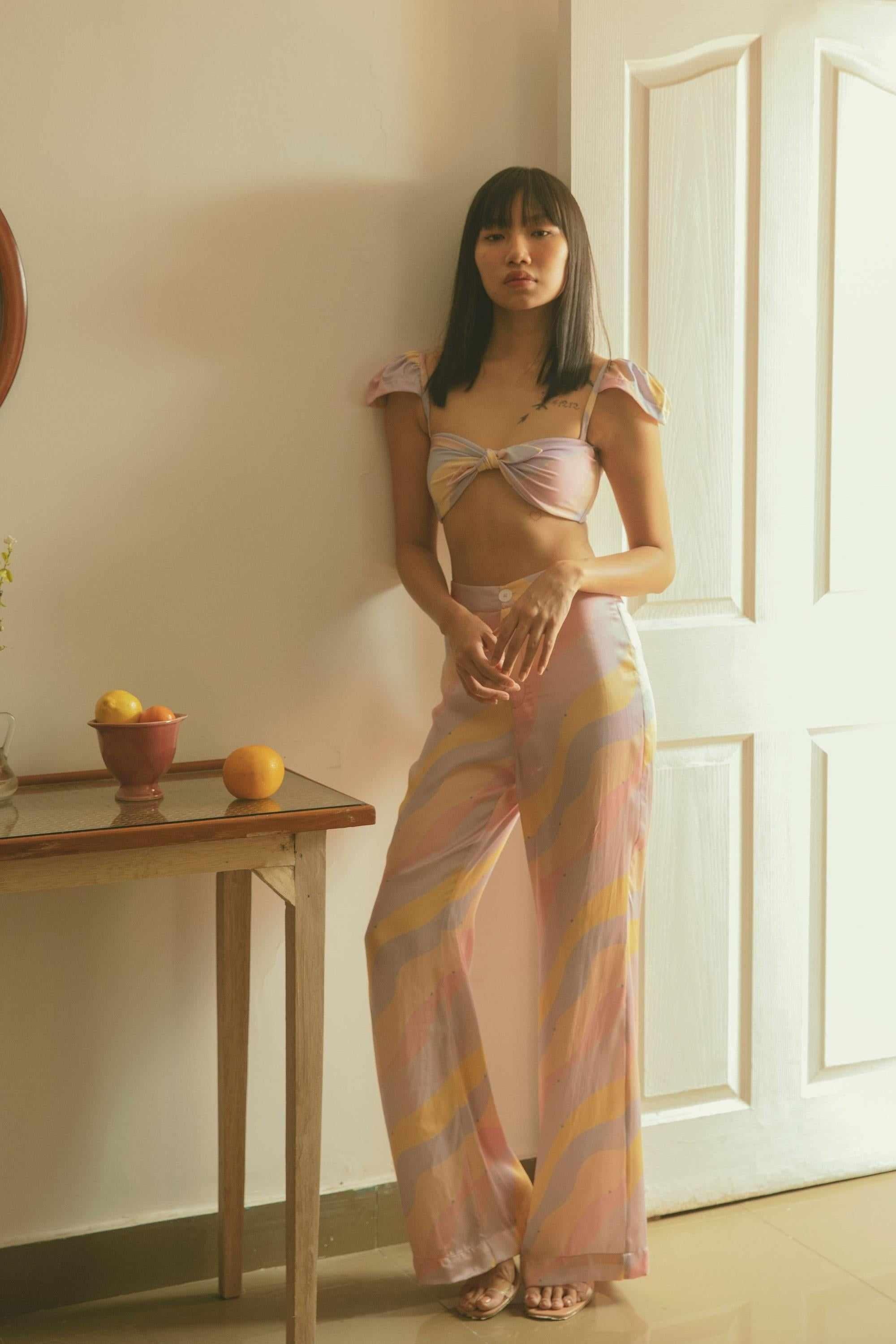 Jasmine Wave High Waist Trousers-Resortwear-izsi-IZSI