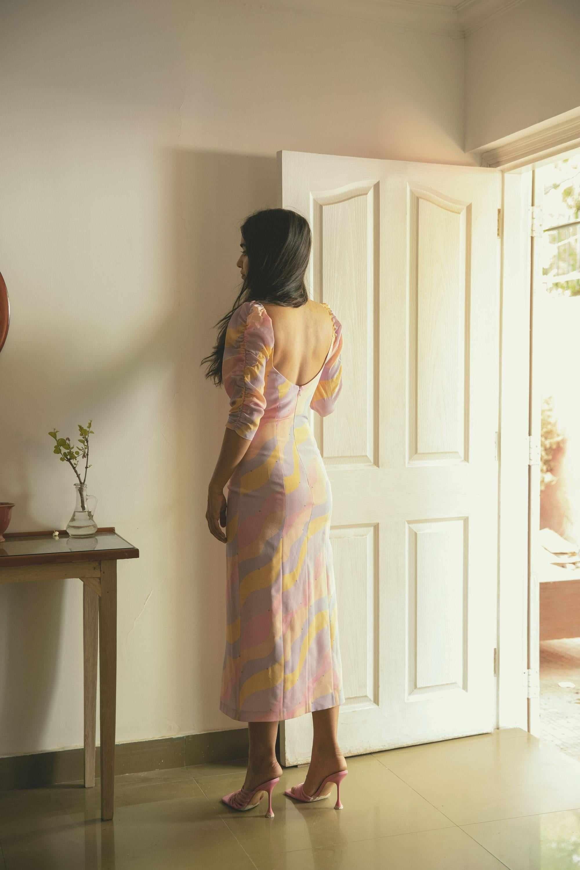 Jasmine Wave Waist Cinching Dress