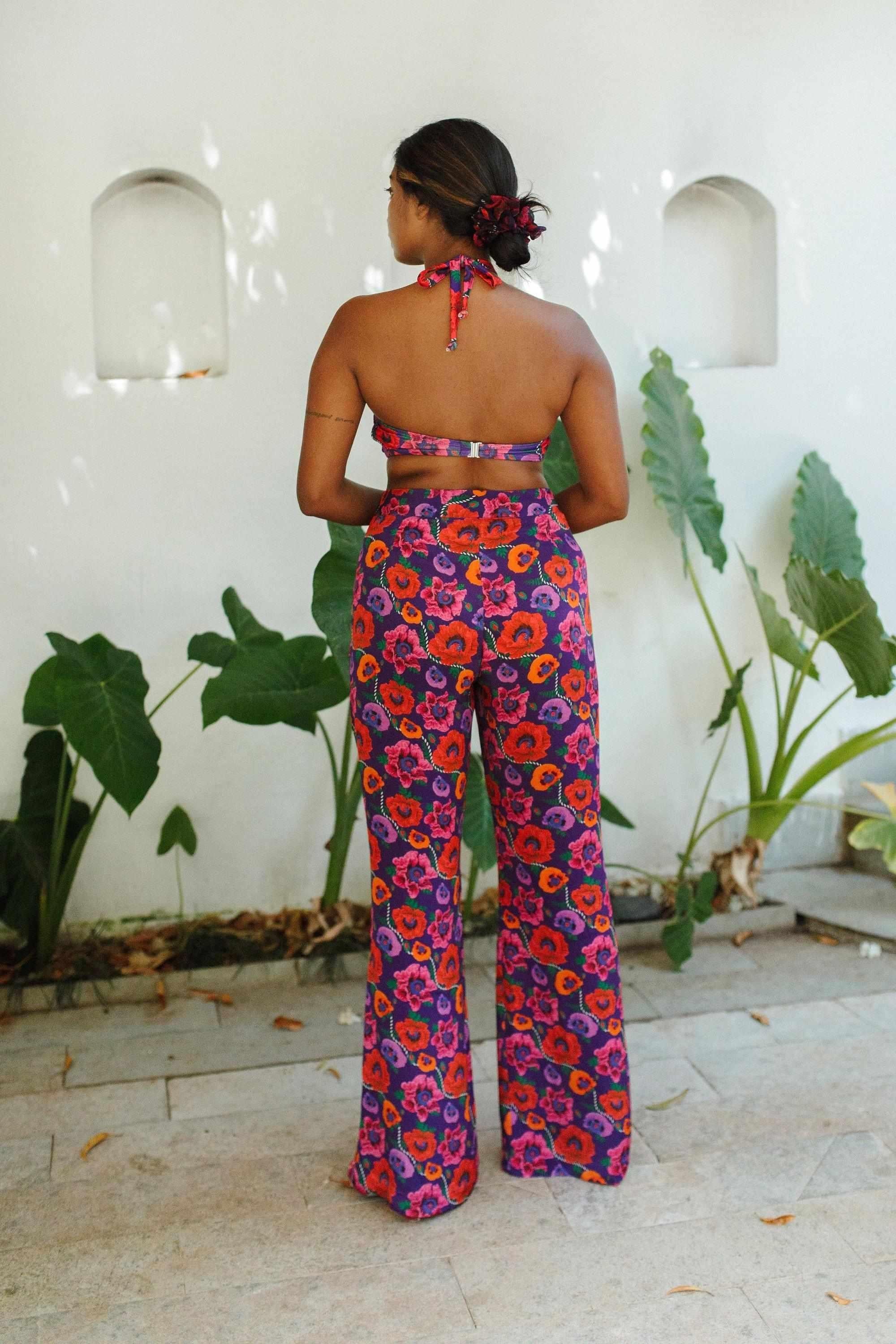 Oriental Poppy High Waist Trousers
