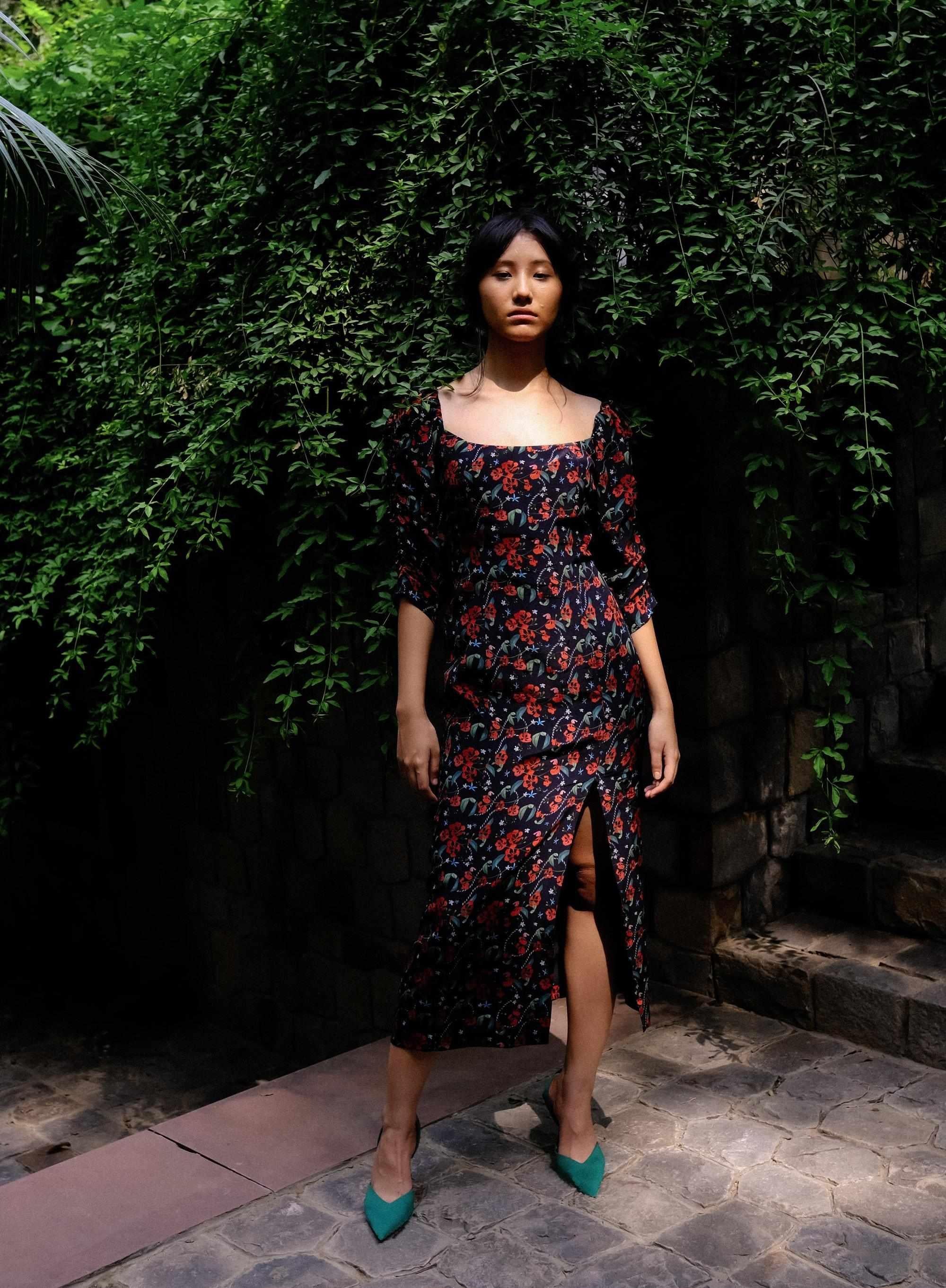 Royal Poinciana Waist Cinching Dress-Resortwear-Izsi-IZSI