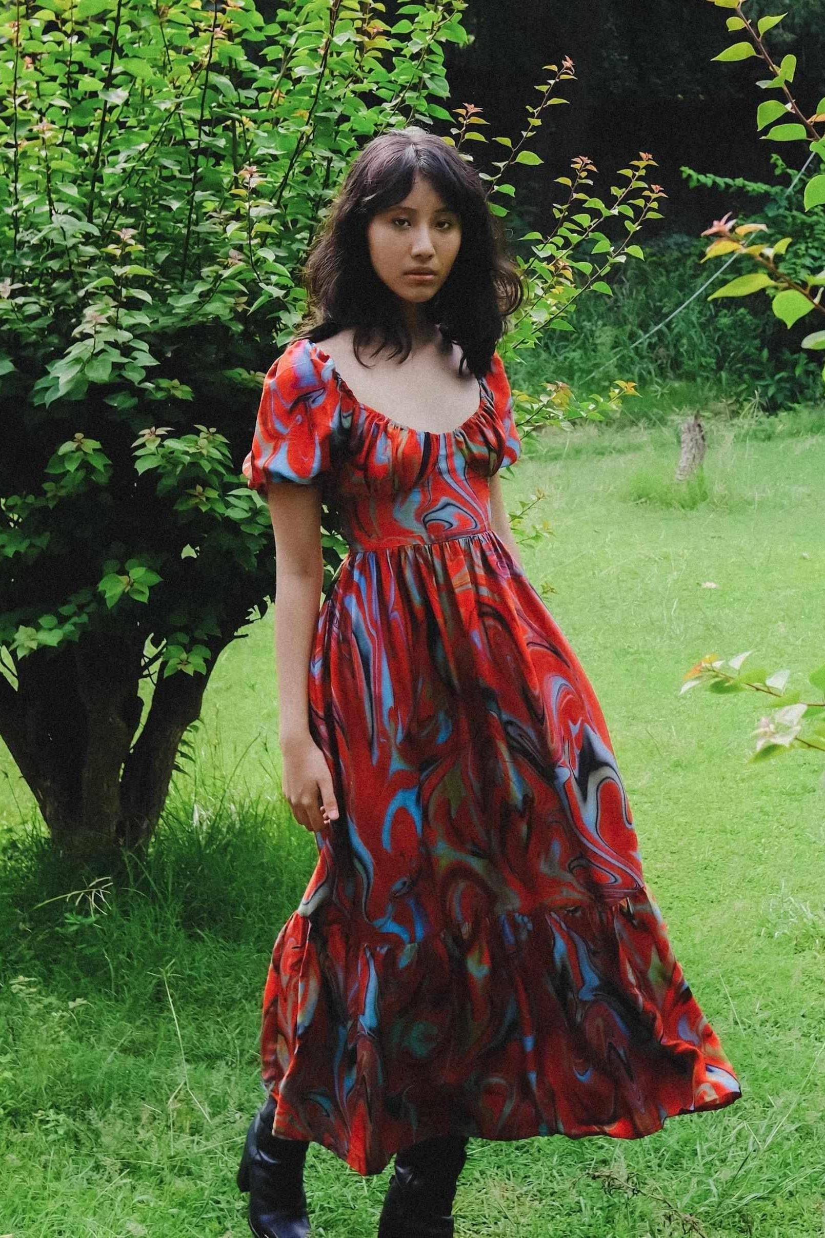 Cayenne Wave Back Tie Up Corset Dress With Pockets-izsi-IZSI